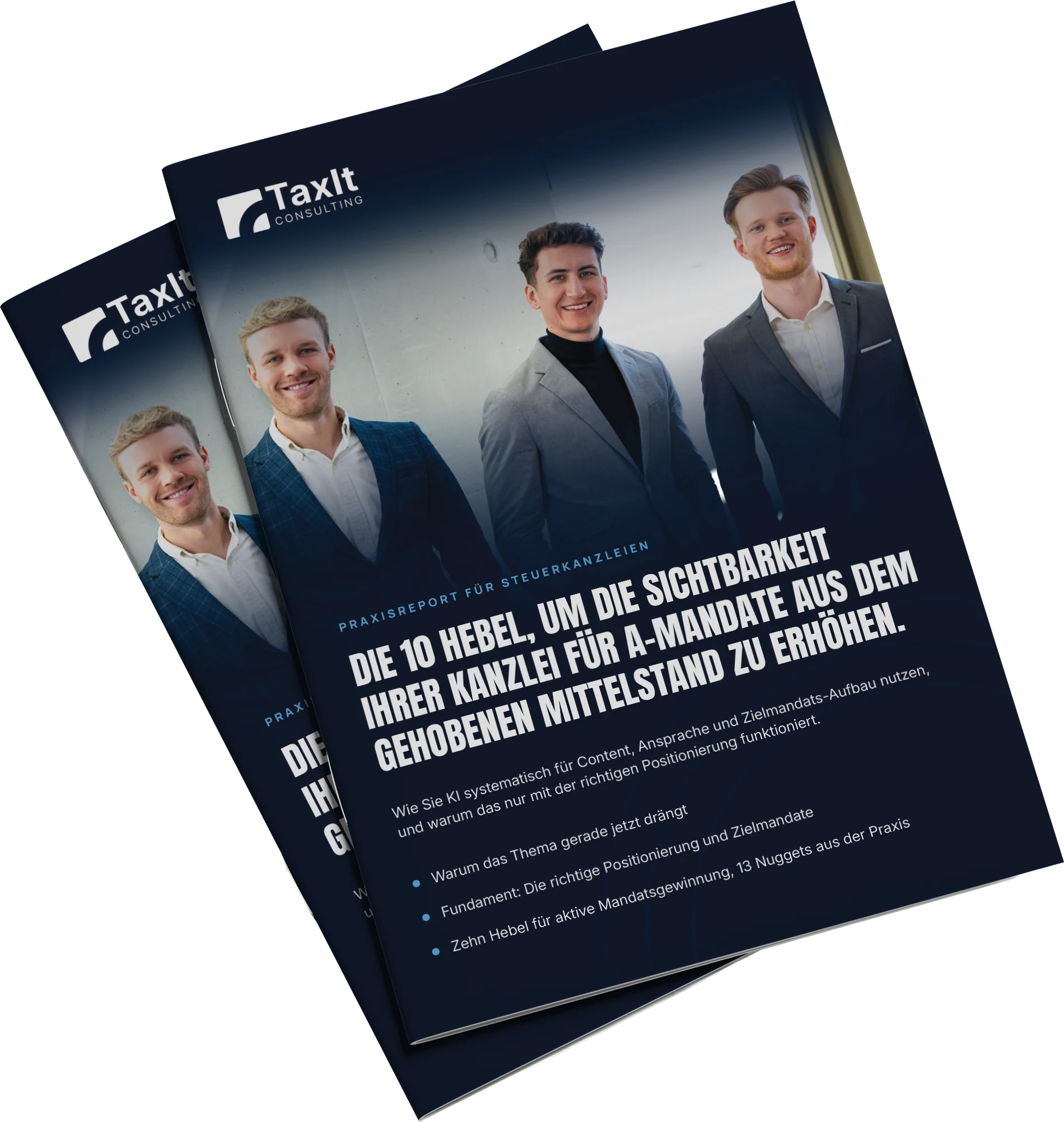 Der TaxIt-Praxisreport: Titelseite und aufgeschlagene Doppelseite